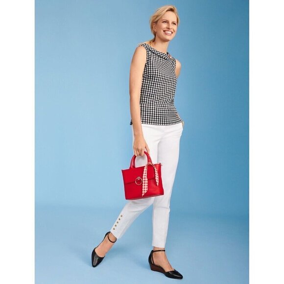 Talbots Womens Sabrina Shell Top Plus Petite XP Black White Gingham Jacquard - Picture 1 of 10